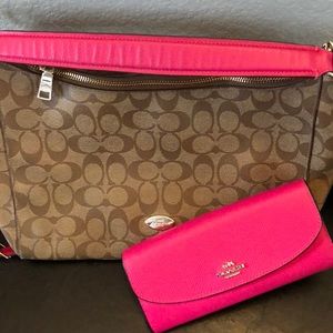 Authentic Coach handbag and coordinated wallet.